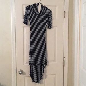 Black and white striped dress